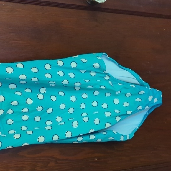 J. Crew Blue with White Polka Dot Halter One Piece Swimsuit Size 14 - Picture 3 of 10